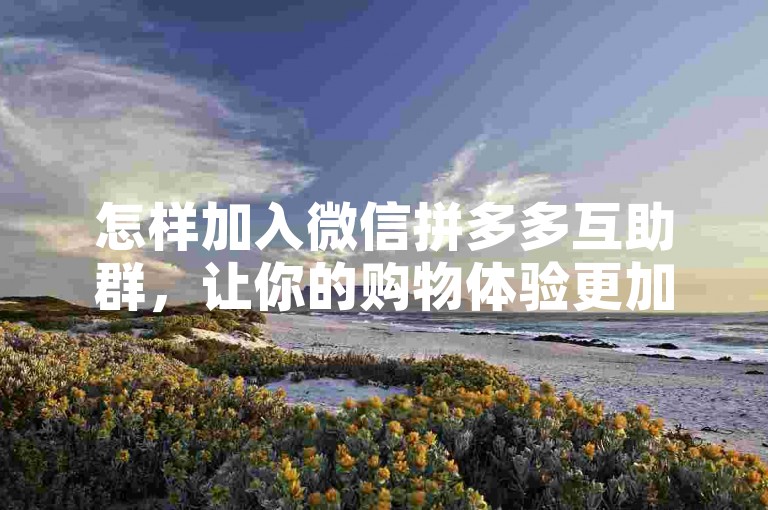 怎样加入微信拼多多互助群，让你的购物体验更加顺畅（2025更新）？