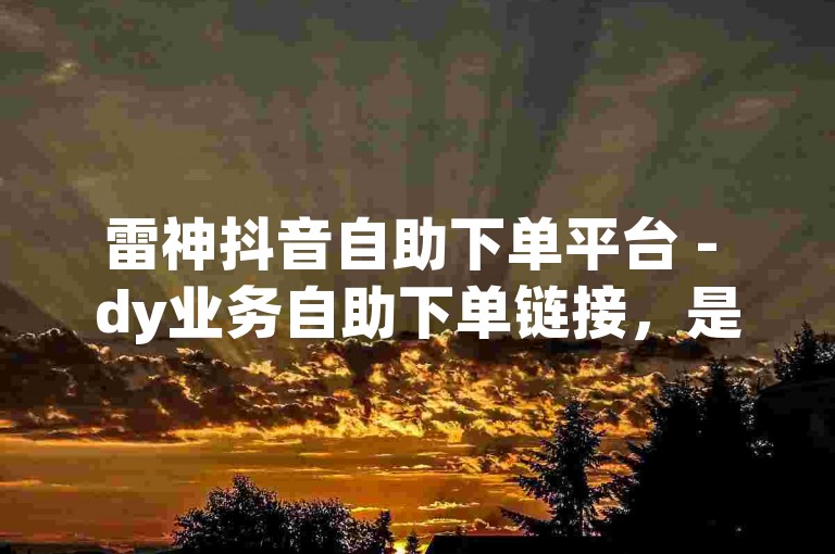 雷神抖音自助下单平台 - dy业务自助下单链接，是用户便捷操作的首选。