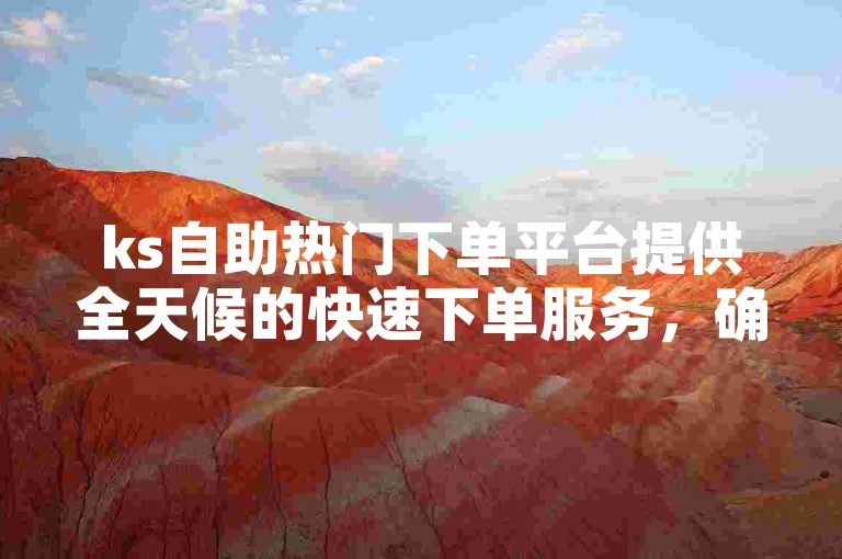 ks自助热门下单平台提供全天候的快速下单服务，确保用户能够高效便捷地完成订单。