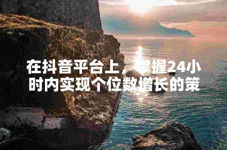 在抖音平台上，掌握24小时内实现个位数增长的策略是提升业务的关键。