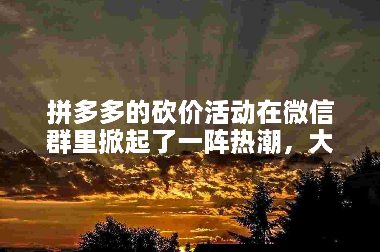 拼多多的砍价活动在微信群里掀起了一阵热潮，大家都在积极参与助力。