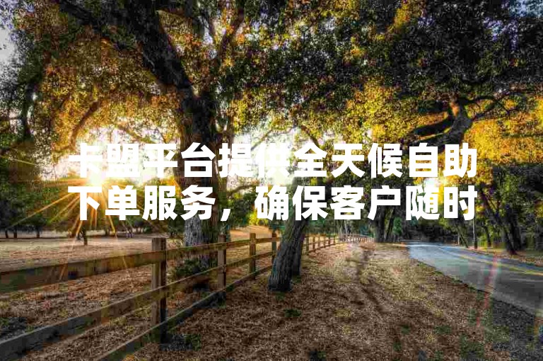 卡盟平台提供全天候自助下单服务，确保客户随时获取一手货源。