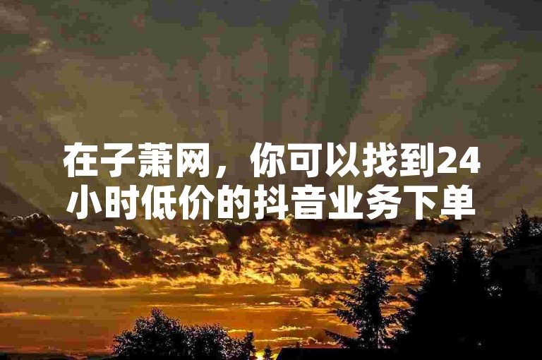 在子萧网，你可以找到24小时低价的抖音业务下单服务，包括快手点赞链接入口。