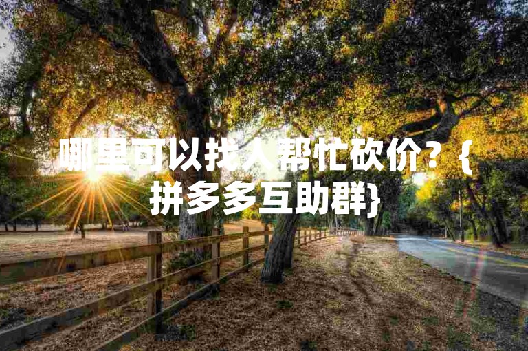 哪里可以找人帮忙砍价？{拼多多互助群}