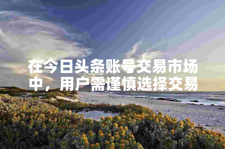 在今日头条账号交易市场中，用户需谨慎选择交易平台和账号，以确保交易的安全性与合规性。