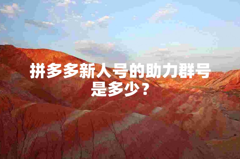 拼多多新人号的助力群号是多少？