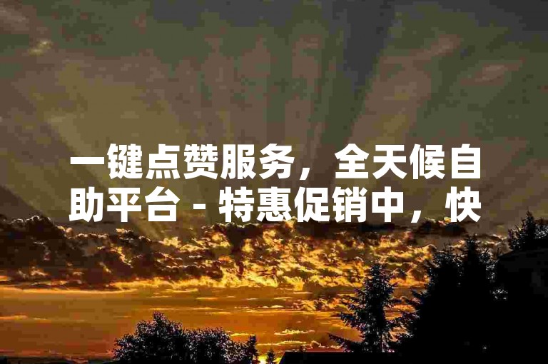 一键点赞服务，全天候自助平台 - 特惠促销中，快手视频人气提升仅需一元起。