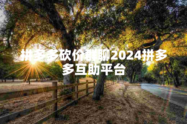 拼多多砍价群聊2024拼多多互助平台