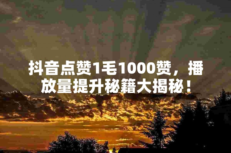抖音点赞1毛1000赞，播放量提升秘籍大揭秘！