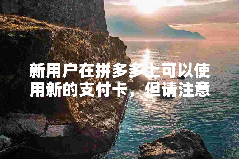 新用户在拼多多上可以使用新的支付卡，但请注意，参与拼多多助力刷人活动可能存在风险。