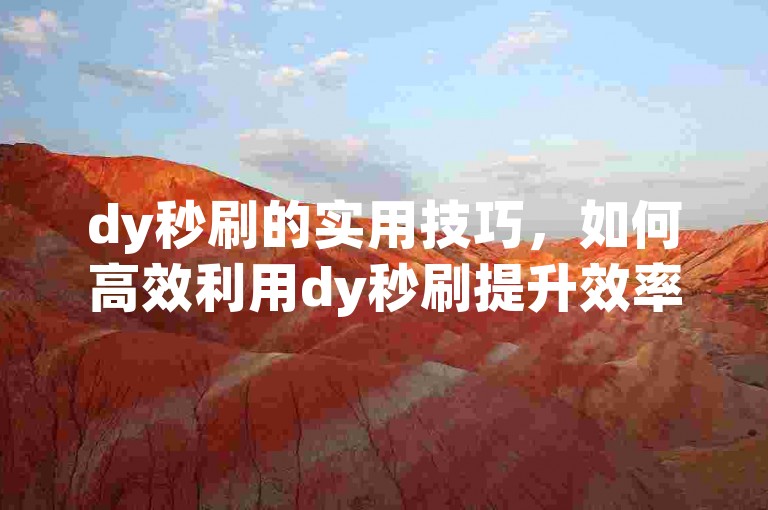 dy秒刷的实用技巧，如何高效利用dy秒刷提升效率与效果！2024必备知识