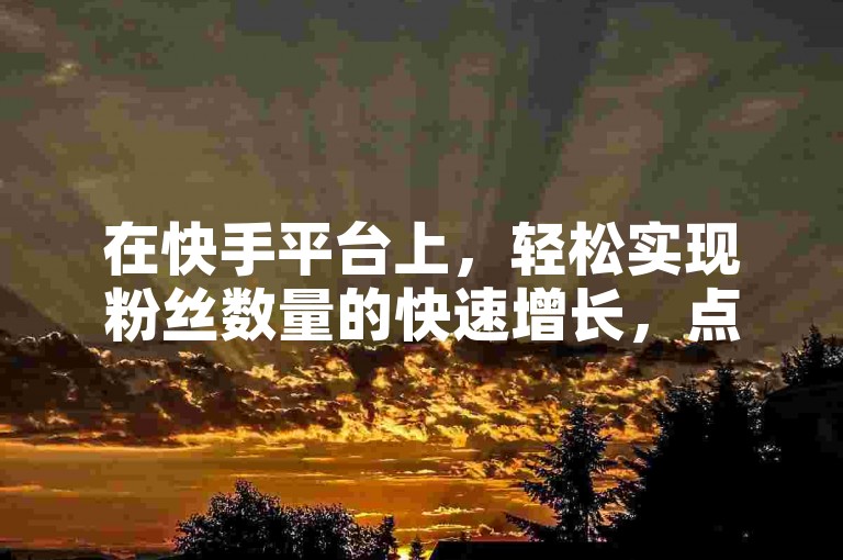 在快手平台上，轻松实现粉丝数量的快速增长，点赞服务也可便捷下单。