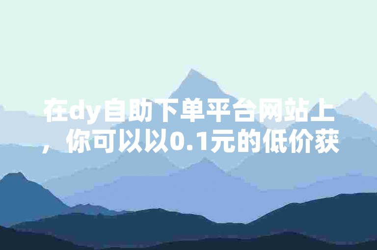 在dy自助下单平台网站上，你可以以0.1元的低价获得粉丝。