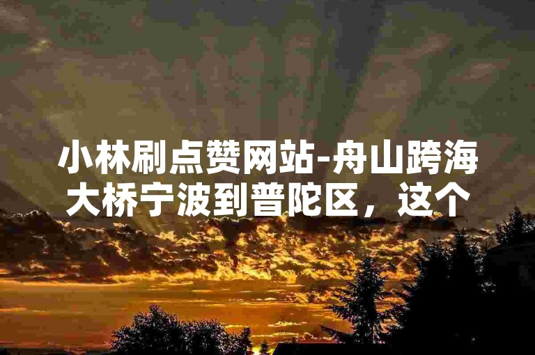 小林刷点赞网站-舟山跨海大桥宁波到普陀区，这个网站提供了便捷的在线服务。