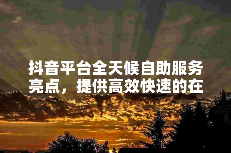 抖音平台全天候自助服务亮点，提供高效快速的在线支持，是新用户不可或缺的指南！