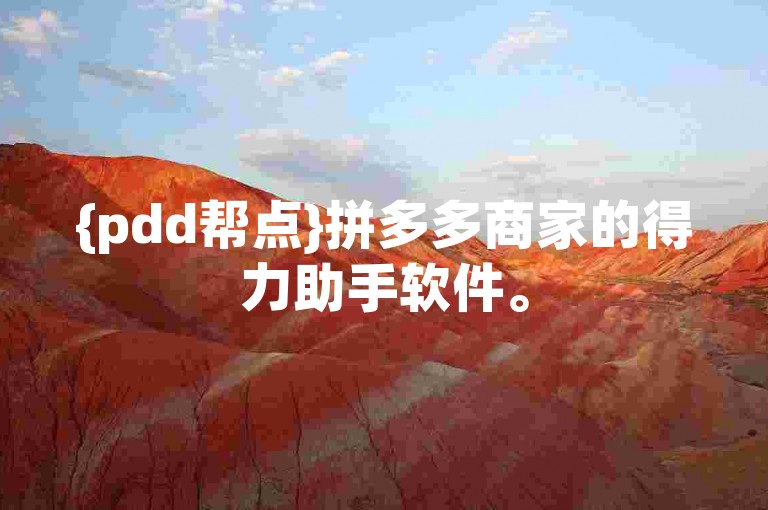 {pdd帮点}拼多多商家的得力助手软件。