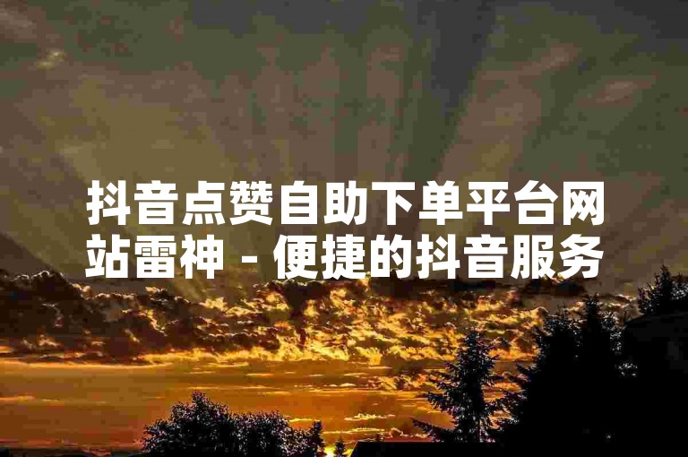 抖音点赞自助下单平台网站雷神 - 便捷的抖音服务自助下单体验。
