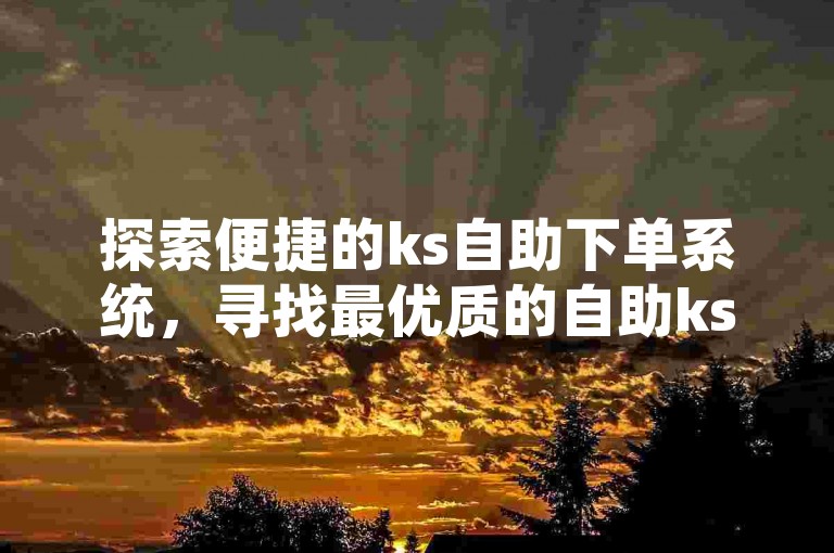 探索便捷的ks自助下单系统，寻找最优质的自助ks下单平台推荐。