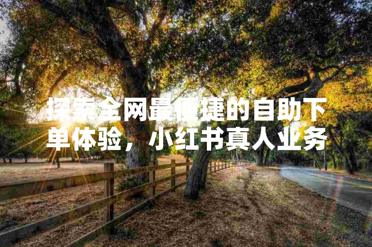 探索全网最便捷的自助下单体验，小红书真人业务平台等你来发现。