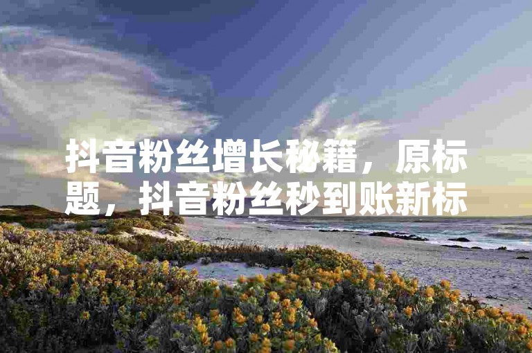 抖音粉丝增长秘籍，原标题，抖音粉丝秒到账新标题，抖音粉丝飞速增长-瞬间到账！2025必备技巧