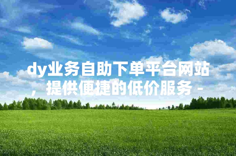 dy业务自助下单平台网站，提供便捷的低价服务 - 南京地区首选。