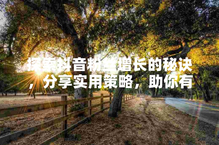 探索抖音粉丝增长的秘诀，分享实用策略，助你有效提升关注者数量。