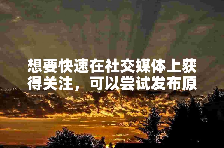 想要快速在社交媒体上获得关注，可以尝试发布原创且具有互动性的内容，同时利用合法渠道增加曝光度。