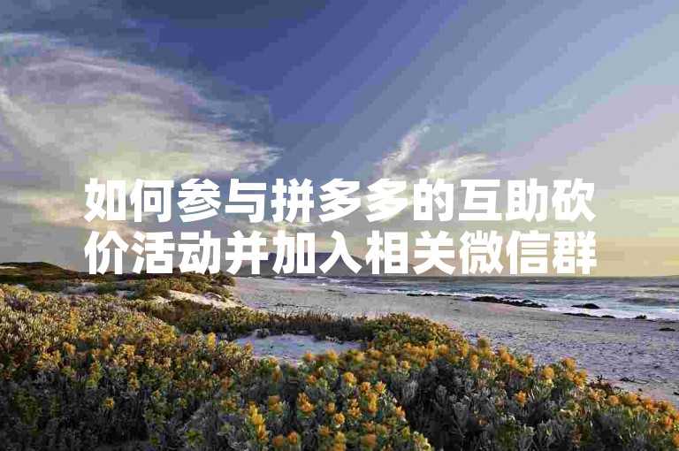 如何参与拼多多的互助砍价活动并加入相关微信群？