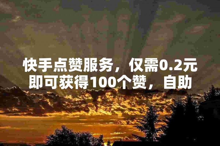 快手点赞服务，仅需0.2元即可获得100个赞，自助下单，快速便捷。