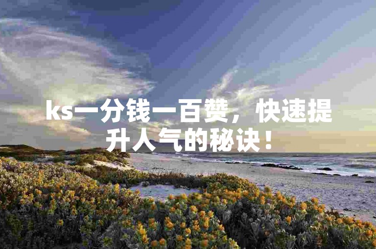 ks一分钱一百赞，快速提升人气的秘诀！