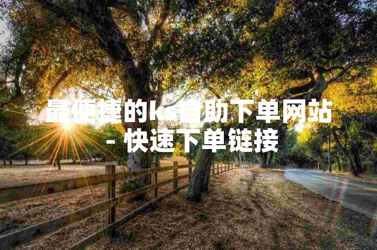 最便捷的ks自助下单网站 - 快速下单链接