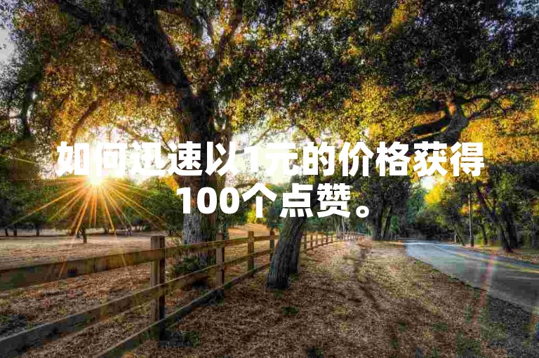 如何迅速以1元的价格获得100个点赞。