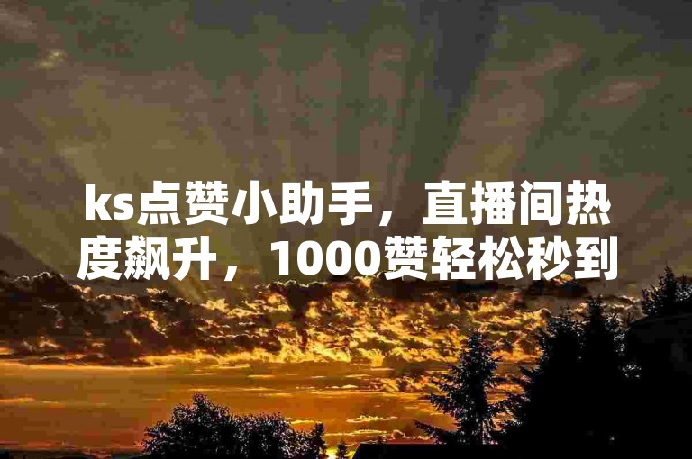 ks点赞小助手，直播间热度飙升，1000赞轻松秒到，真人互动更真实。
