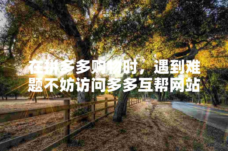 在拼多多购物时，遇到难题不妨访问多多互帮网站寻求解决之道。