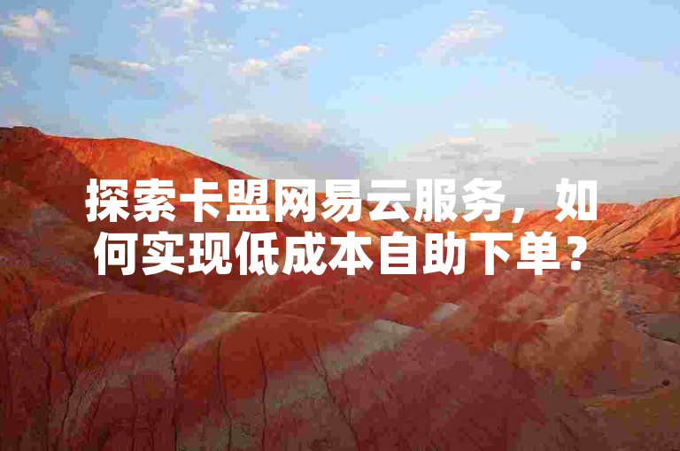 探索卡盟网易云服务，如何实现低成本自助下单？