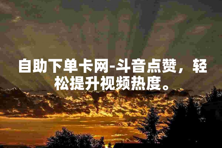 自助下单卡网-斗音点赞，轻松提升视频热度。