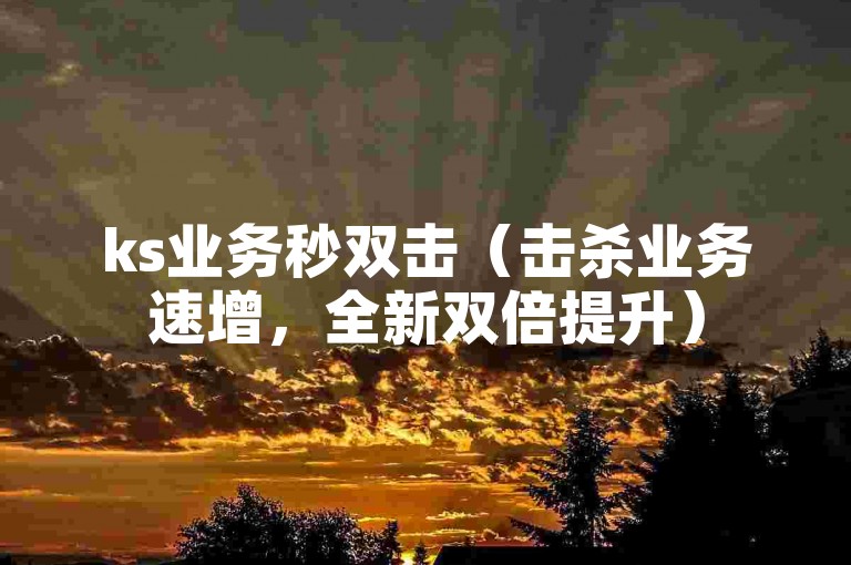 ks业务秒双击（击杀业务速增，全新双倍提升）