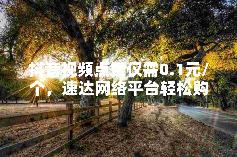 抖音视频点赞仅需0.1元/个，速达网络平台轻松购。