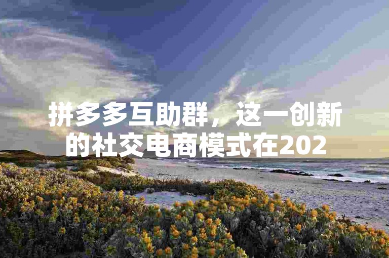 拼多多互助群，这一创新的社交电商模式在2025年迅速崛起。