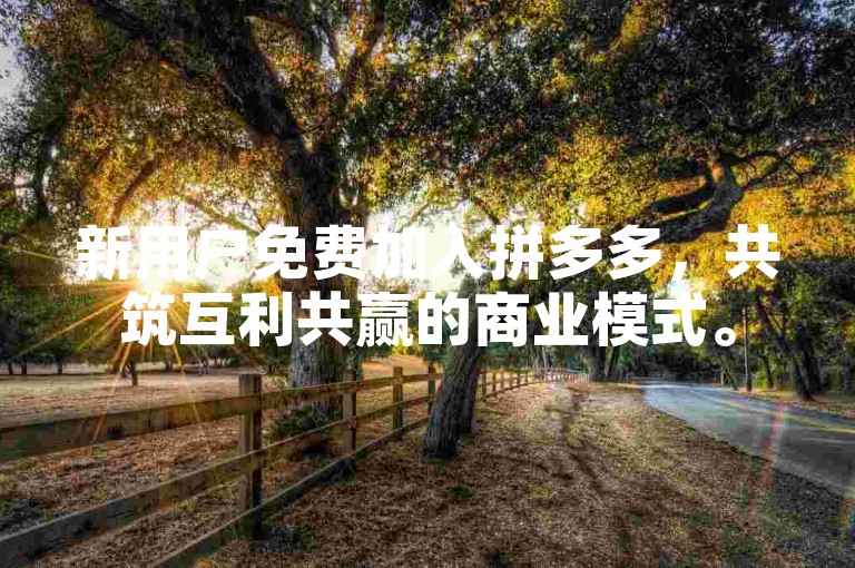 新用户免费加入拼多多，共筑互利共赢的商业模式。