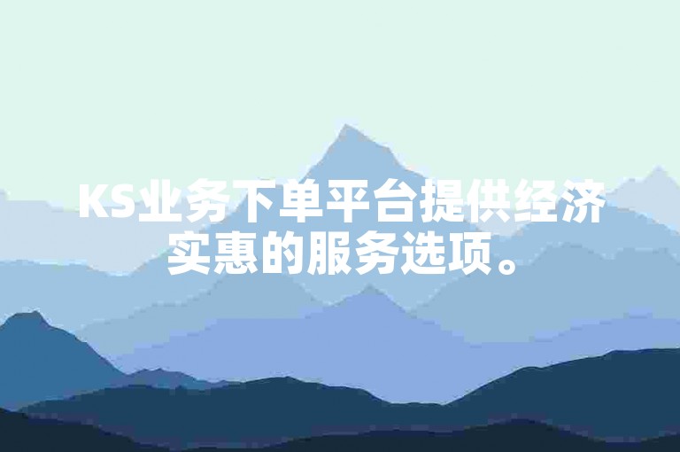 KS业务下单平台提供经济实惠的服务选项。