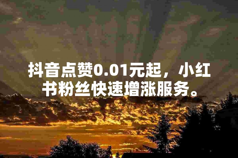 抖音点赞0.01元起，小红书粉丝快速增涨服务。