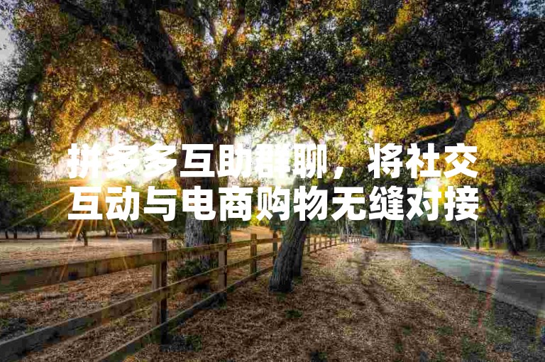 拼多多互助群聊，将社交互动与电商购物无缝对接，展现了一种新型的购物体验。