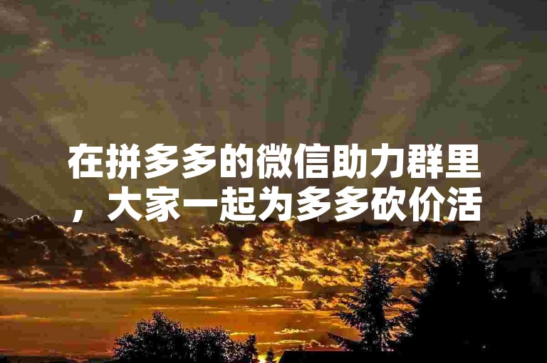 在拼多多的微信助力群里，大家一起为多多砍价活动加油助威。