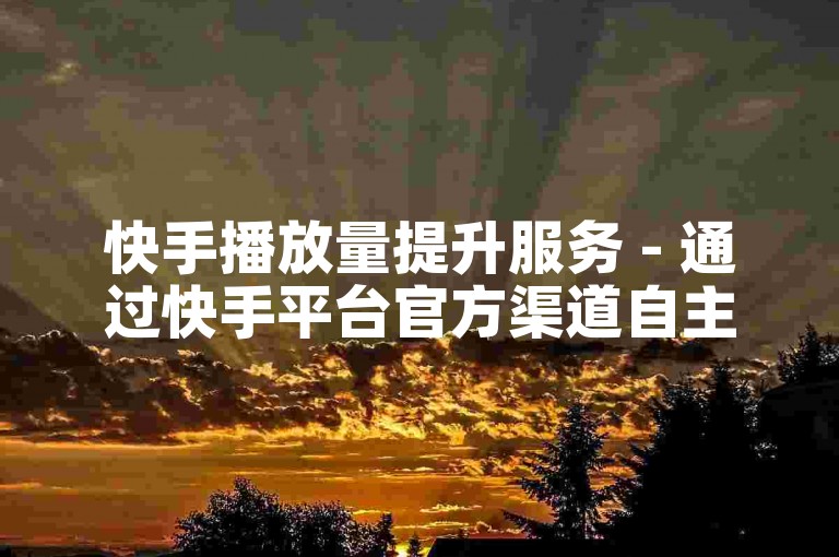 快手播放量提升服务 - 通过快手平台官方渠道自主下单。