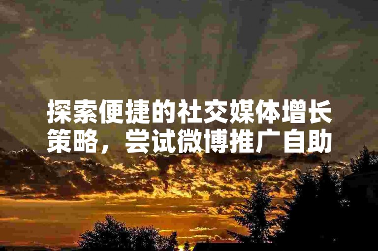探索便捷的社交媒体增长策略，尝试微博推广自助下单与抖音视频点赞自助平台，轻松提升你的在线影响力。