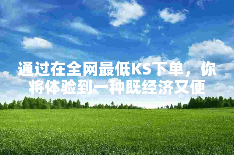 通过在全网最低KS下单，你将体验到一种既经济又便捷的购物新模式。