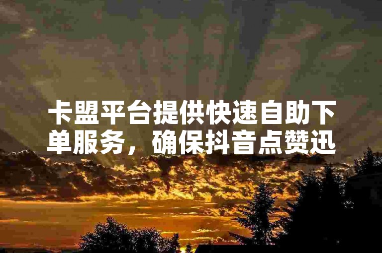 卡盟平台提供快速自助下单服务，确保抖音点赞迅速到账。
