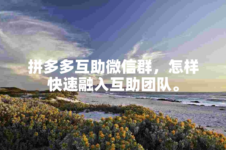 拼多多互助微信群，怎样快速融入互助团队。