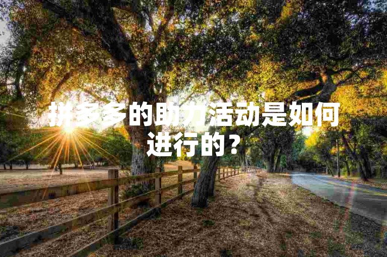 拼多多的助力活动是如何进行的？